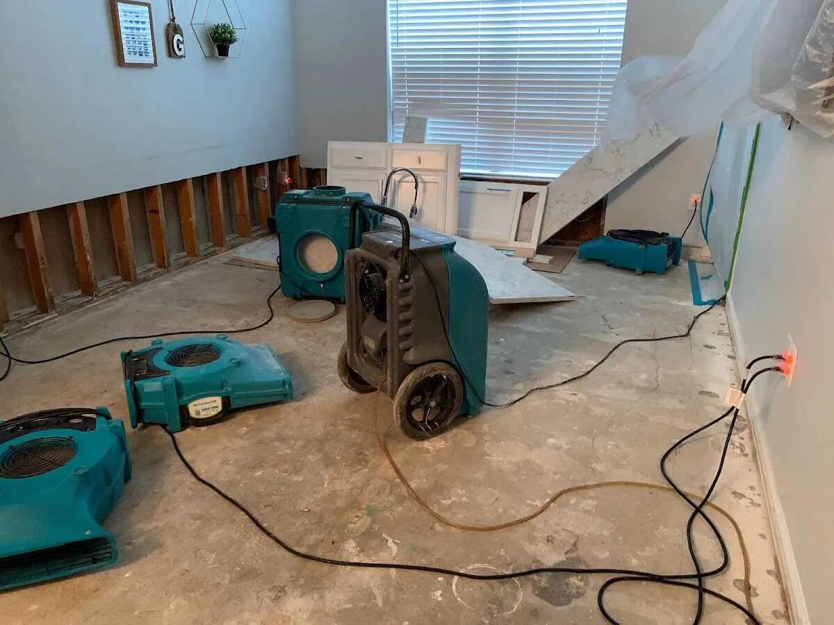 Dehumidifier in flood-cut room for Water Damage Restoration in Fort Stockton
